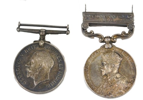 Two WWI and later medals, comprising 1914-18 British War medal inscribed 66209 GNR HA Bailey RA, and an India Service Medal with Afghanistan NWR 1919 bar, inscribed 66209 GNR HA Bailey RGA.