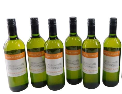 Six bottles of Marcel Hubert French white wine.