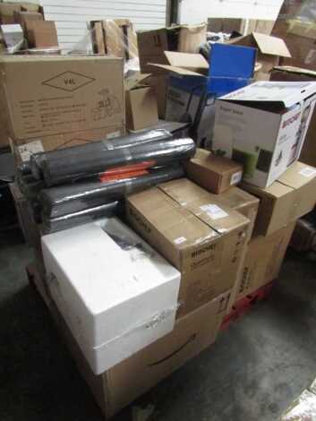 A mixed trade pallet, including pilates/exercise parts, dehydrators, blender, juicers, etc.