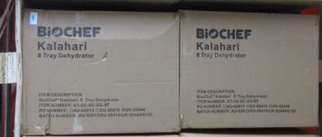 Two BioChef Kalahari 8 Tray dehydrators.