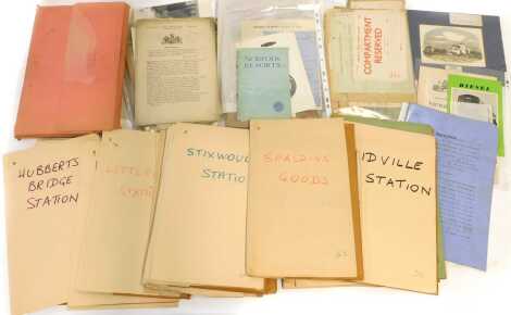 Railway-related ephemera, including Boston Station track plans, Hubbert's Bridge Station track plans, Kirkstead Station track plans, Littleworth Station track plans, Louth Station track plans, locomotive photographs, railway-related deeds, etc. (a quantit