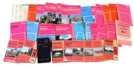 Ordnance Survey and other road maps, for Sheffield and Huddersfield Area, Leicester and Coventry Area, Discoverer Series for Ballymena Larne, Ballymoney, Strabain, etc. (1 box)