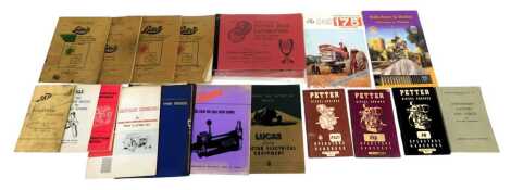 Various car related handbooks, to include a Lister Instruction Book and Parts List, Petter Diesel Engines PAZ1 Operator's Handbook, A Descriptive Catalogue of Patent Road Locomotives, Traction Engines, Rolls Royce and Bentley booklet, etc. (1 tray)