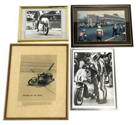 Motor racing related photographs, to include Phil Read TT Early Morning Practice, Percy Tait's Yam 1964, 26cm x 18cm, Production Race Isle of Man TT 1975, 17cm x 24cm, etc. (a quantity)