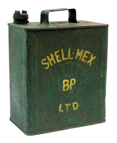 A Shell Mex BP Ltd fuel can, later painted, 33cm high.