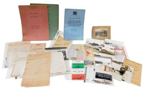 Locomotive related ephemera, to include Railway Accident Report dated 28th January 1970 at Dowdyke Bank Level Crossing between Spalding and Boston, various tickets, programmes, photographs, Special Notices booklets, etc. (1 tray)