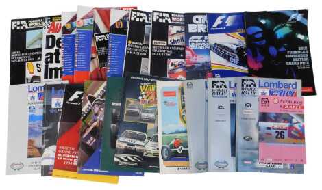 Formula 1 programmes, including Formula 1 Santander British Grand Prix, 1995 British Grand Prix programme, British Grand Prix July 1992, 1988, 1987, 2022 and ephemera relating to the death of Ayrton Senna, etc. (1 box)