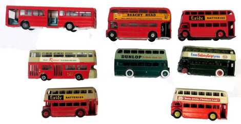 Eight Dinky Toys buses, comprising single deck bus AEC, Webster's Perfect bus, Routemaster bus, etc. (1 tray)