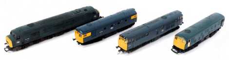 OO gauge, comprising a Mainline locomotive, National Rail, 45130, in teal livery, and three others.