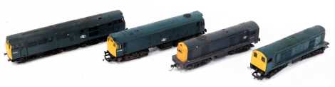 OO gauge locomotives, to include a Hornby National Rail 8H44 locomotive, 25032, in green livery, a Lima locomotive, National Rail, 20168, in teal livery, etc. (4)