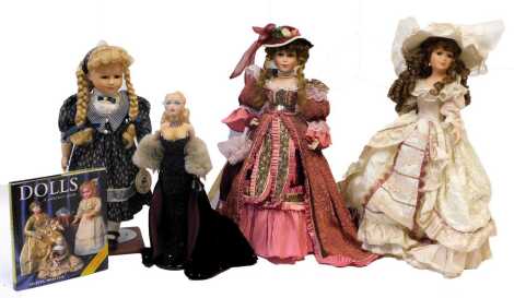 Porcelain dolls, including Jessica, and a Dolls Collector's Guide by Olivia Bristol, etc. (1 box)