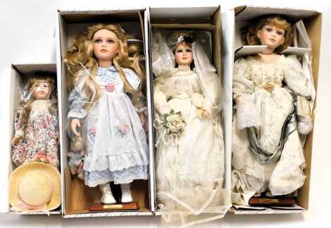 Alberon collector's dolls, including A001 Juliana, Eleanor, Annie and another, boxed. (4)