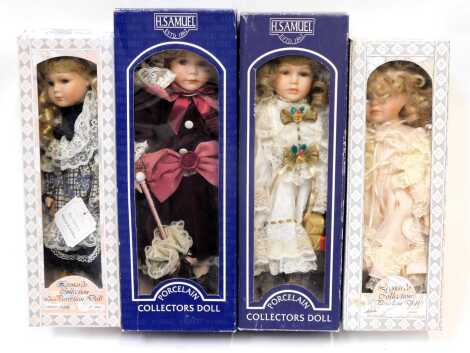 The Leonardo Collection and other porcelain headed dolls, including Sarah Louise, Adele, H Samuel porcelain collector's doll and another. (4)