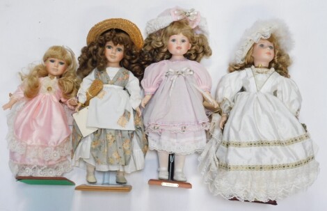 Alberon collector's dolls, including Lady Helena, Collector's Edition Juliette, Jessica, and Juliette, boxed. (4)