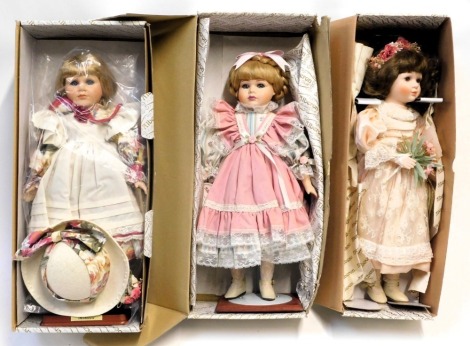 Alberon collector's dolls, including Adele and Rebecca, boxed. (3)