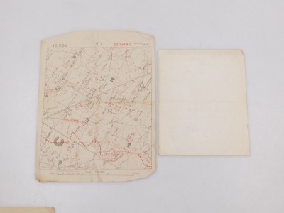 A WWI Mention in Despatches, to Gur G E Pridgeon, W. Riding Div. Amm Col, No 209, Royal Field Artilery (J F), from General Sir Douglas Haig, dated 30th April 1916, together with a map of Langemarck, scale 1:10,000, photograph of Gur Pridgeon, Comrades of - 5