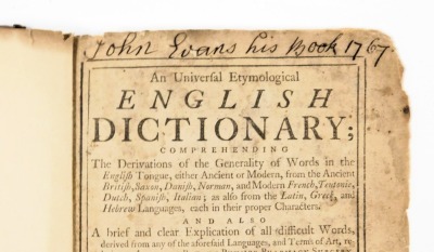 A Universal Etymological English dictionary, 14th edition, edited by A N Bailey, calf, printed for R W Ware and others, London 1751, together with The Works of Aristotle, the famous philosopher, tooled morocco. (2) - 3