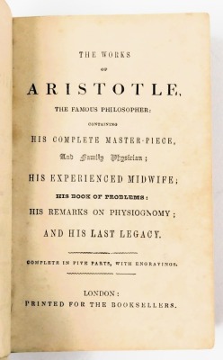 A Universal Etymological English dictionary, 14th edition, edited by A N Bailey, calf, printed for R W Ware and others, London 1751, together with The Works of Aristotle, the famous philosopher, tooled morocco. (2) - 6