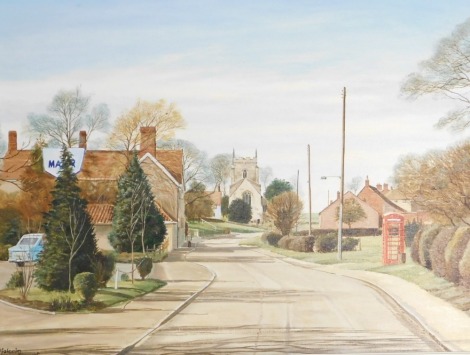 Malcolm Doughty (British 20thC). Ingoldsby Village, Lincs, oil on canvas board, signed, verso dated 1985 and titled, 44cm x 60cm.