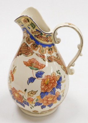 A 20thC Chinese famille rose porcelain goldfish bowl, decorated with flowers, 31cm wide, a Panda pottery wash jug, decorated with flowers, gilt heightened, printed mark, 36cm high, and a blue and white tea caddy decorated with The Walled City, 22cm wide. - 2