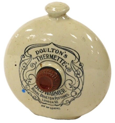 An early 20thC Doulton's Thermette stoneware bed warmer, 23cm high.