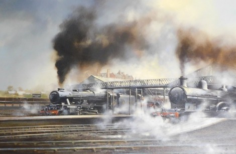 David Weston (British 1935-2011). Steam at Crewe, oil on canvas, signed, dated 1982, 59cm x 90cm.