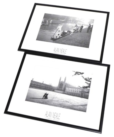 A pair of Alan Neale black and white photographic prints of Cambridge, signed, 44cm x 59cm.