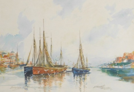 Stewart Titcombe (South African 1898-1965). Brixham Harbour, watercolour, signed, titled, dated '27, 26.5cm x 37cm.