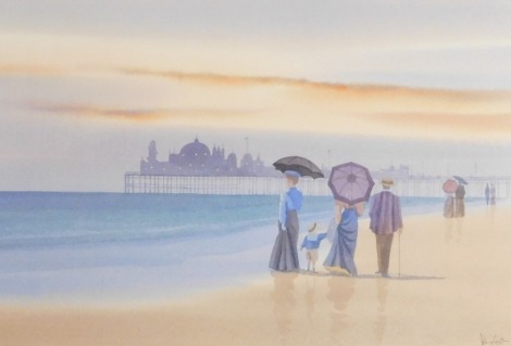 Johnny Gaston (British b.1955). An Evening Stroll Near Brighton Pier, watercolour, signed, 35cm x 52cm.