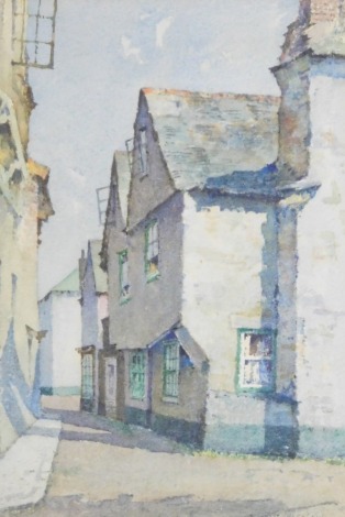 James Heseldin (British 1887-1969). Coastal village street scene, watercolour, signed, 25cm x 17cm.