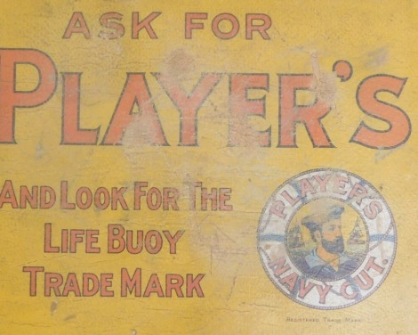 An early 20thC Player's Navy Cut advertisment, Ask for Player's and Look for the Life Buoy Trademark, framed and glazed, 31.5cm x 36.5cm.