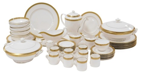 A Royal Worcester porcelain Davenham pattern part dinner and coffee service, comprising pair of vegetable tureens and covers, sauce boat on stand, eight dinner, dessert and side plates, eight fruit bowls, salt and pepper, coffee pot, pair of cream jugs, s