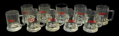 Ten Pimm's glass half pint tankards, 10.5cm high.