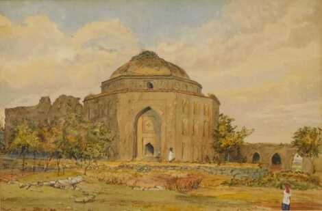 19thC School. Tomb of Sultan Sarang Khan at Rawat Fort near Rawalpindi, watercolour, unsigned, dated December 1884, 22.5cm x 33.5cm.