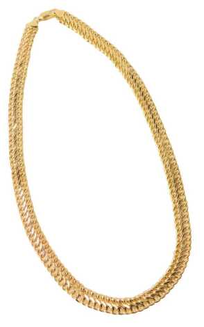 A 9ct gold double curb link neck chain, on a lobster claw clasp, 45.5cm long, 15.6g.