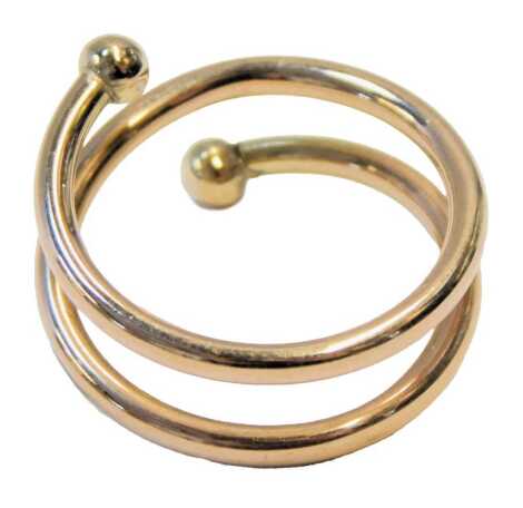 A 9ct gold ring, of ball capped scrolling form, size P, 1.4g.