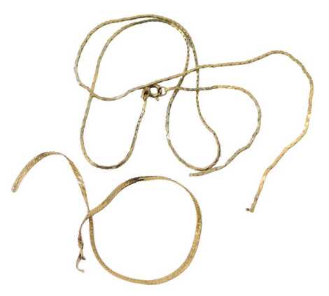 A 9ct gold fine link neck chain, and a further partial chain, 3.4g. (2)