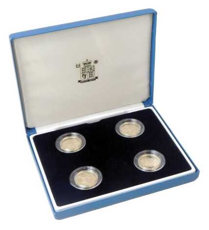 A Royal Mint 2004 United Kingdom silver pattern set, comprising unicorn, dragon, white heart and lion, in fitted case with booklet.