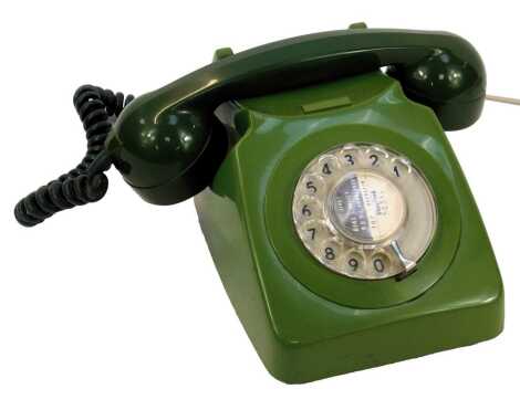 A plastic cased dial telephone, in two tone green, 746GNA73-1.