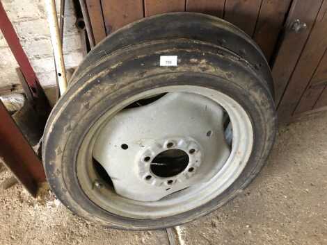 Two wheels with tyres for a vintage Ferguson TE20.