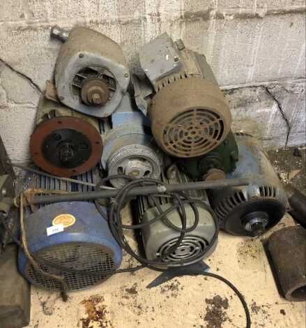 Old electric motors, including one for a 6" grain auger.