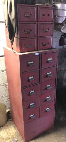 Two steel parts bin file cabinets.