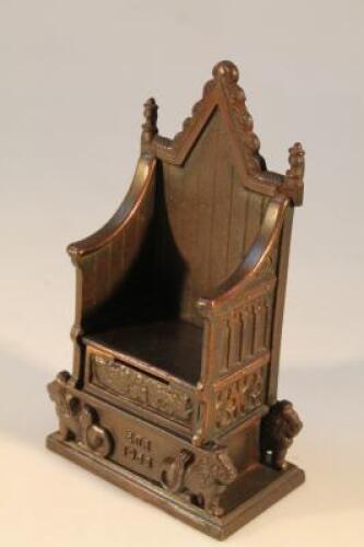 A cast metal model of The Coronation Throne marked EIIR