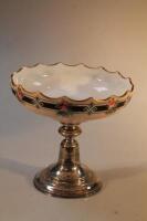 A 19thC Continental glass comport with white metal base