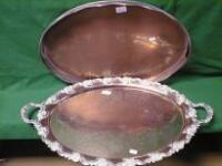 A silver on copper oval gallery tray