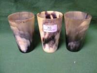 Three 19thC horn beakers