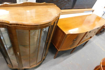 Withdrawn pre-sale. A yew wood sideboard, and display cabinet.