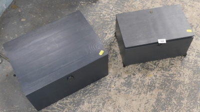 Two grey painted storage chests.