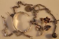 Two decorative silver Alberts and other jewellery