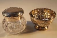 A Victorian small silver rose bowl and a dressing table jar